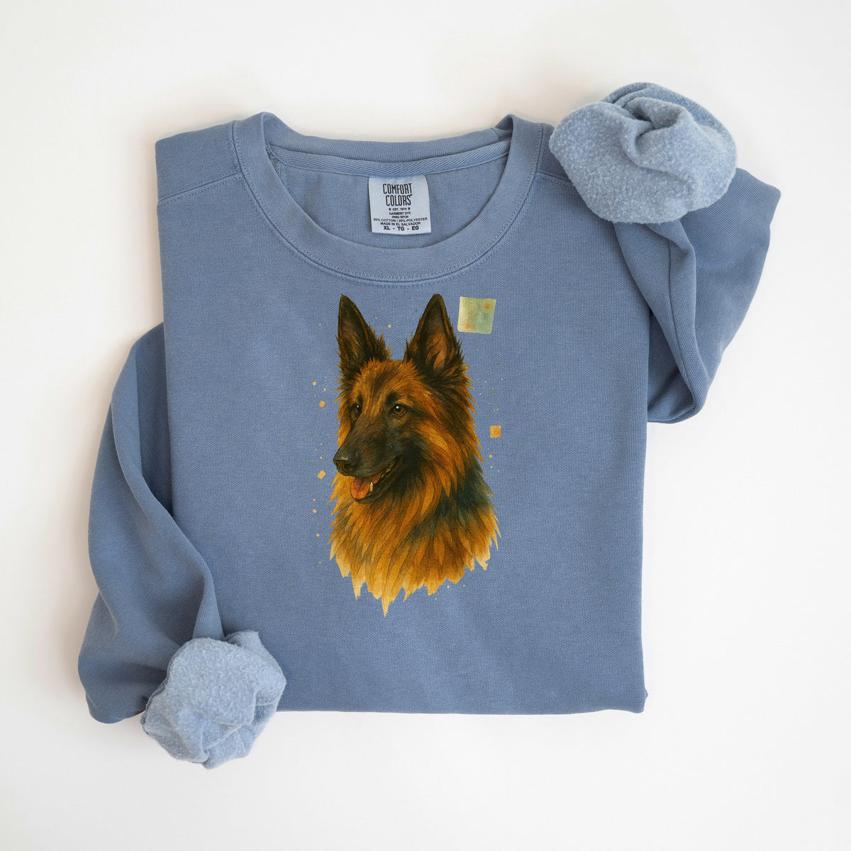 Belgian Tervuren Watercolor - Comfort Colors crewneck in Blue Jean