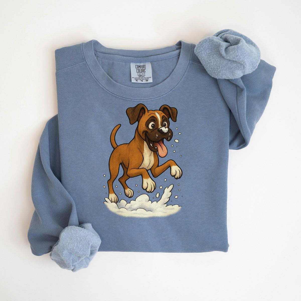 Snow Day - Boxer - Comfort Colors crewneck in Blue Jean