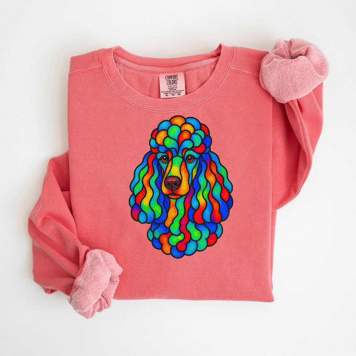 Stained Glass Poodle - Comfort Colors crewneck in Watermelon