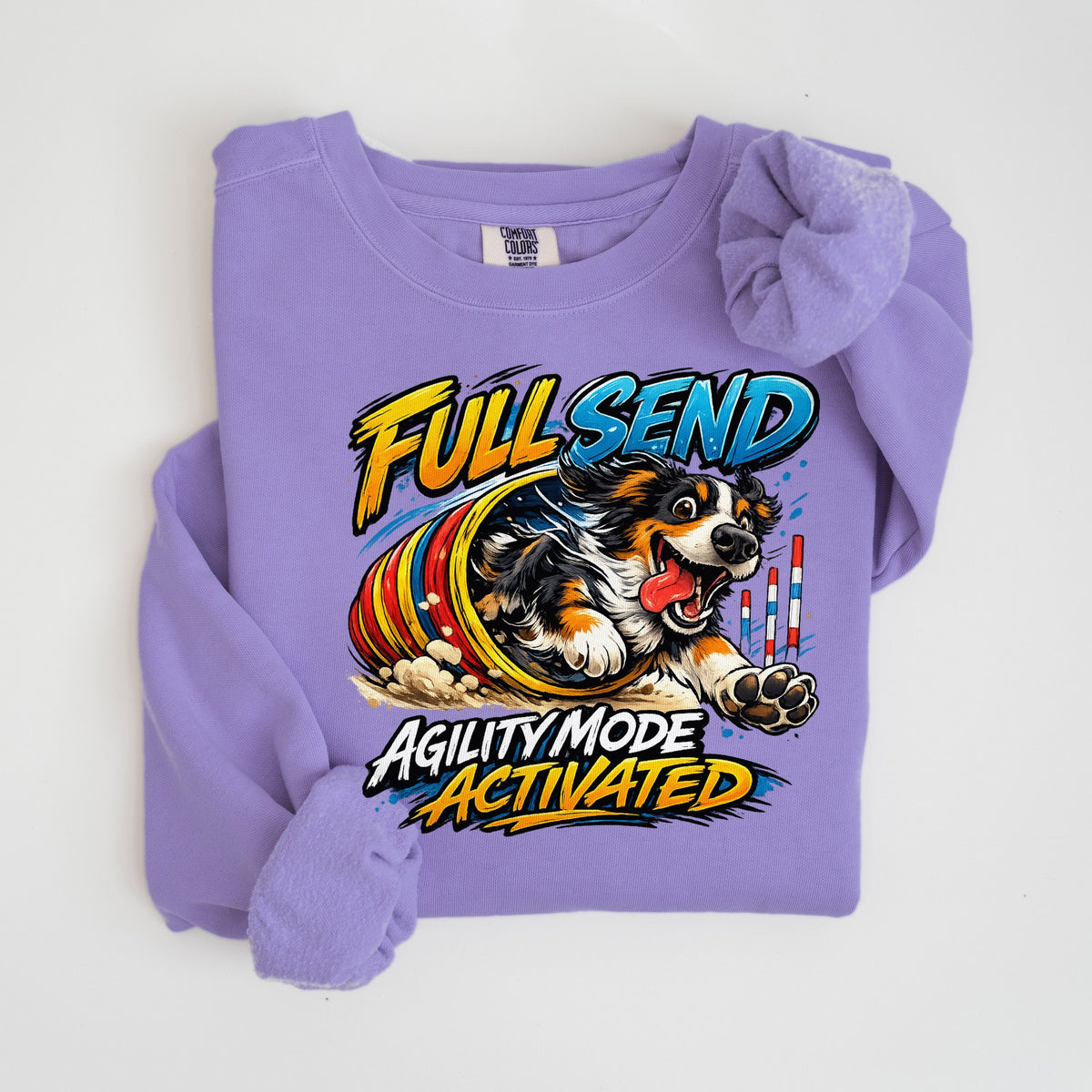 Full Send: Agility Mode Activated - Australian Shepherd - Comfort Colors crewneck in Violet