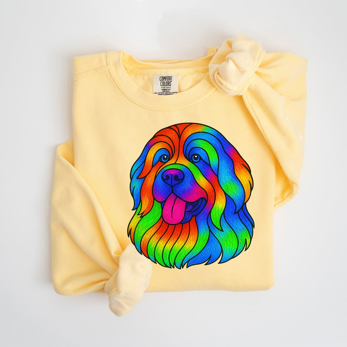 Stained Glass Newfoundland - Comfort Colors crewneck in Butter