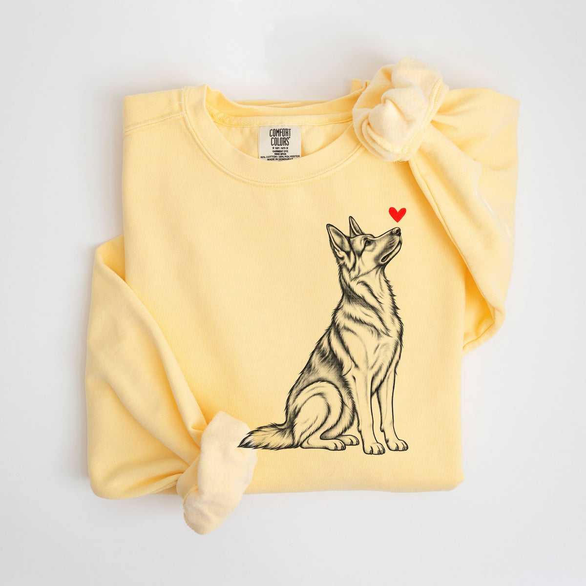 German Shepherd Heart - Comfort Colors crewneck in Butter