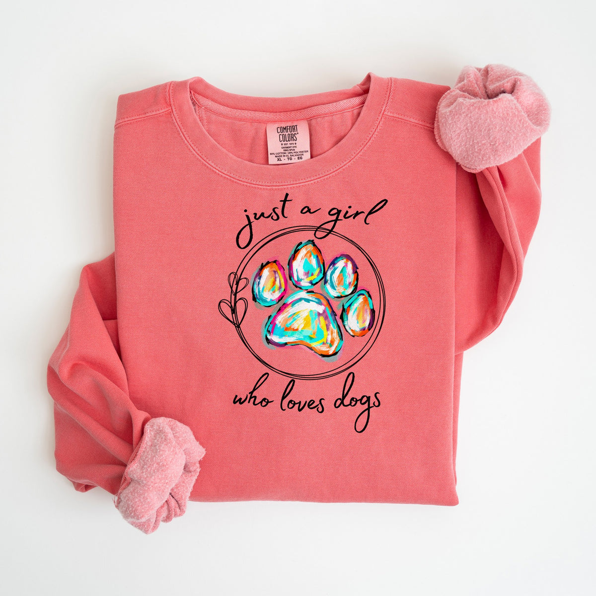 Just a Girl Who Loves Dogs - Comfort Colors crewneck in Watermelon