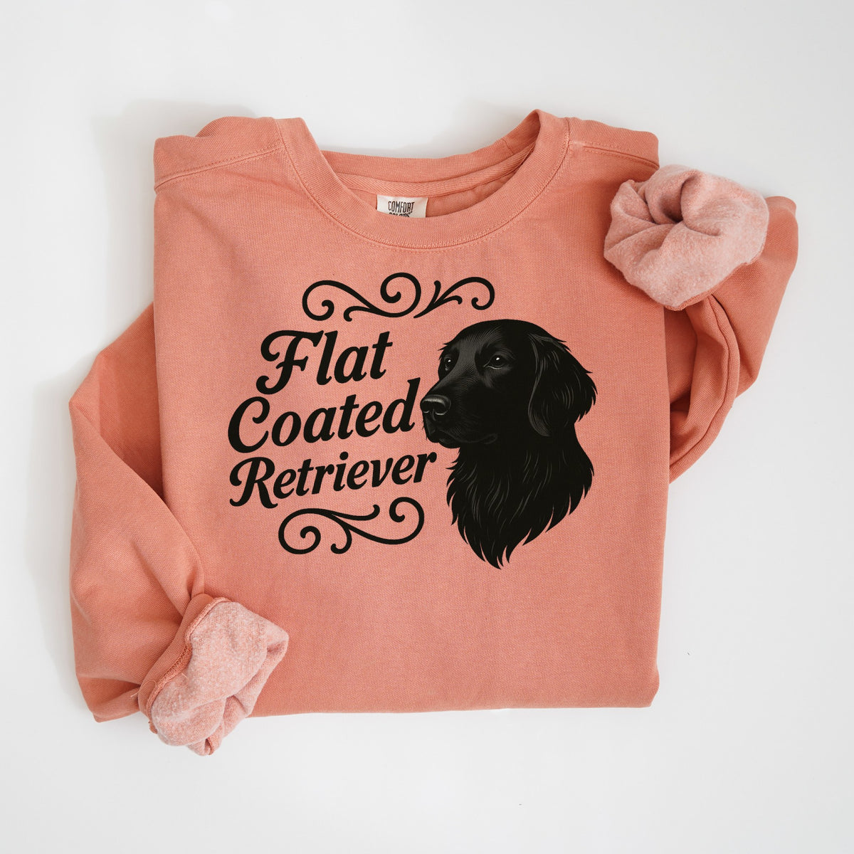Flat-Coated Retriever Portrait & Script - Comfort Colors crewneck in Terracotta