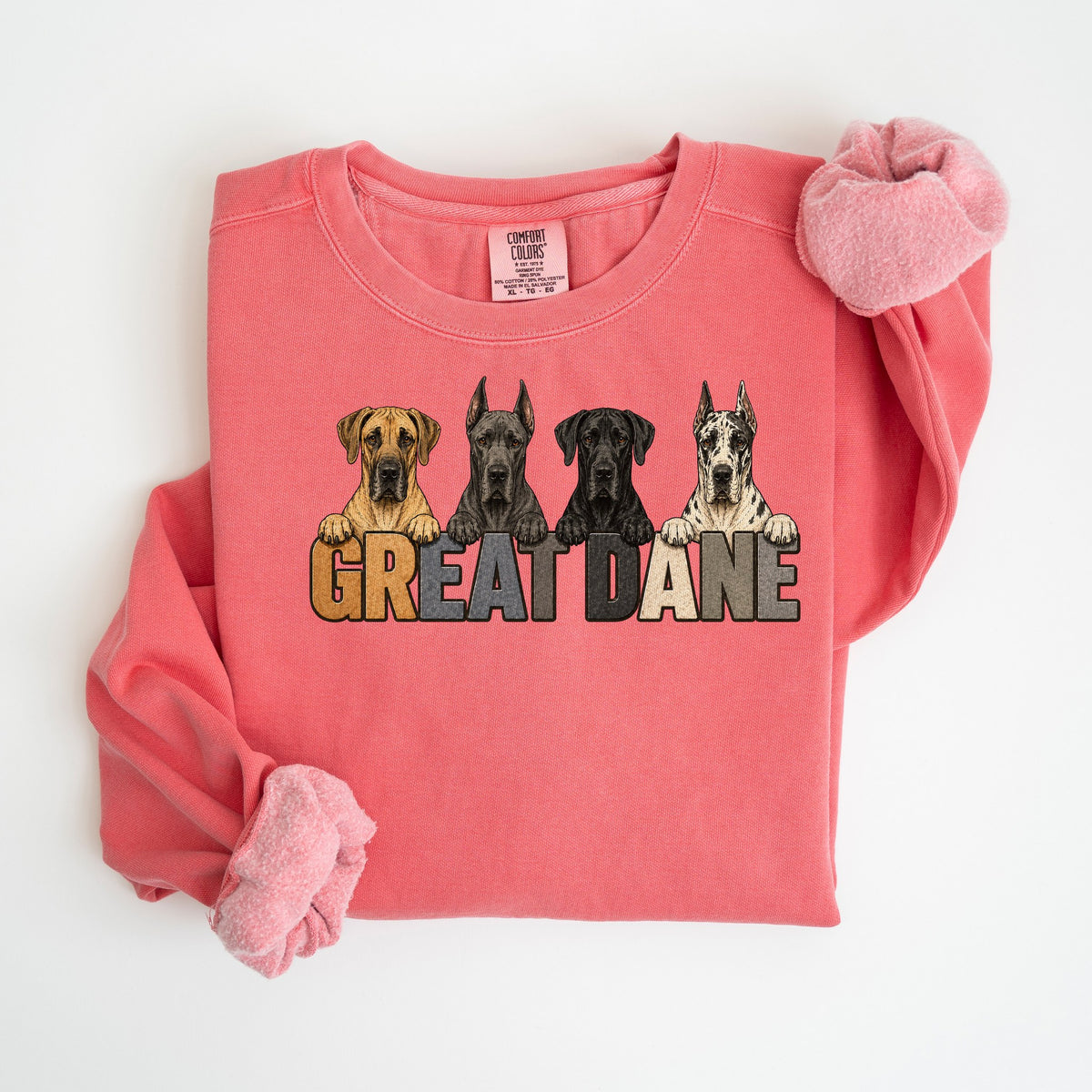Great Dane Lineup - Natural & Cropped Ears - Comfort Colors crewneck in Watermelon