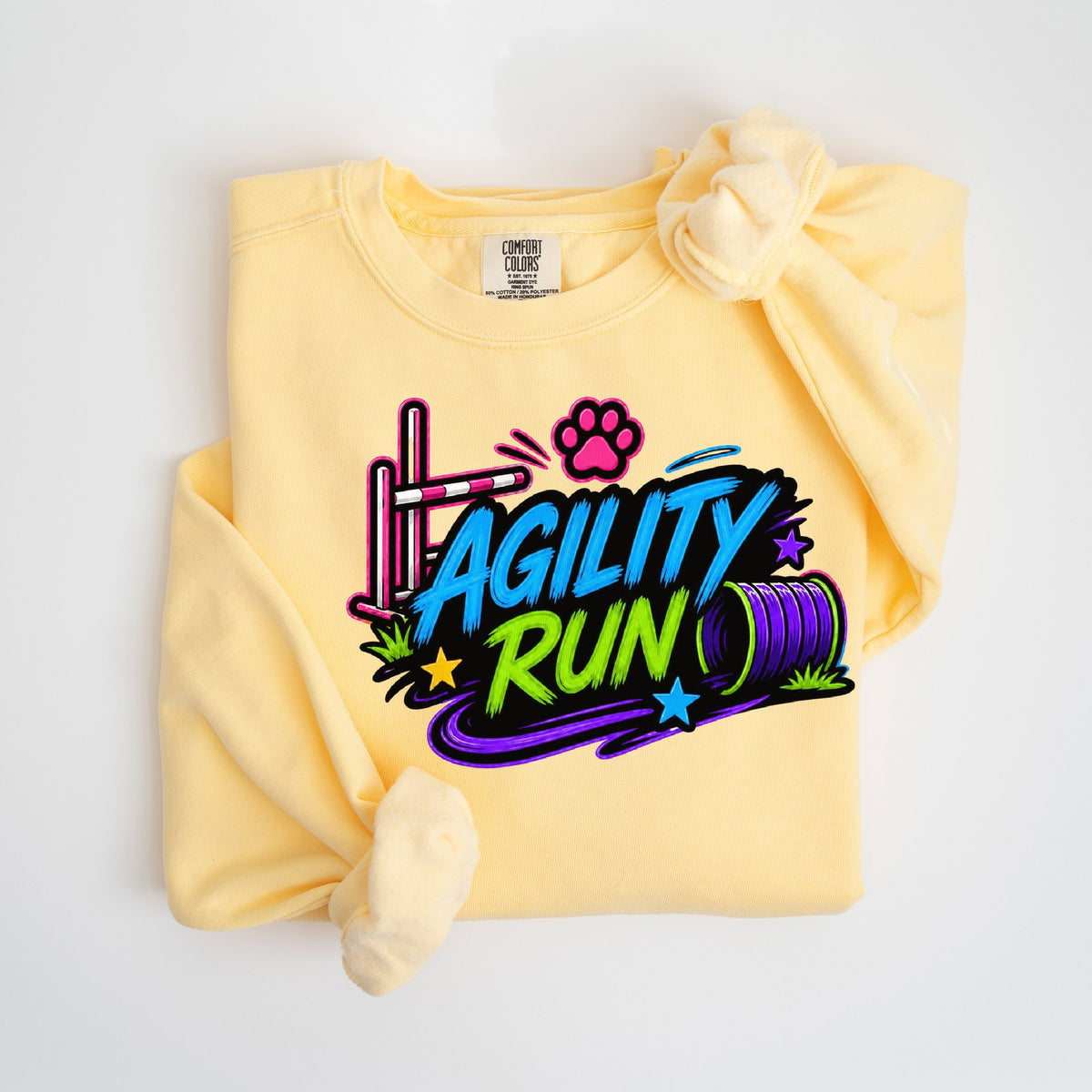 Agility Run - Neon - Comfort Colors crewneck in Butter