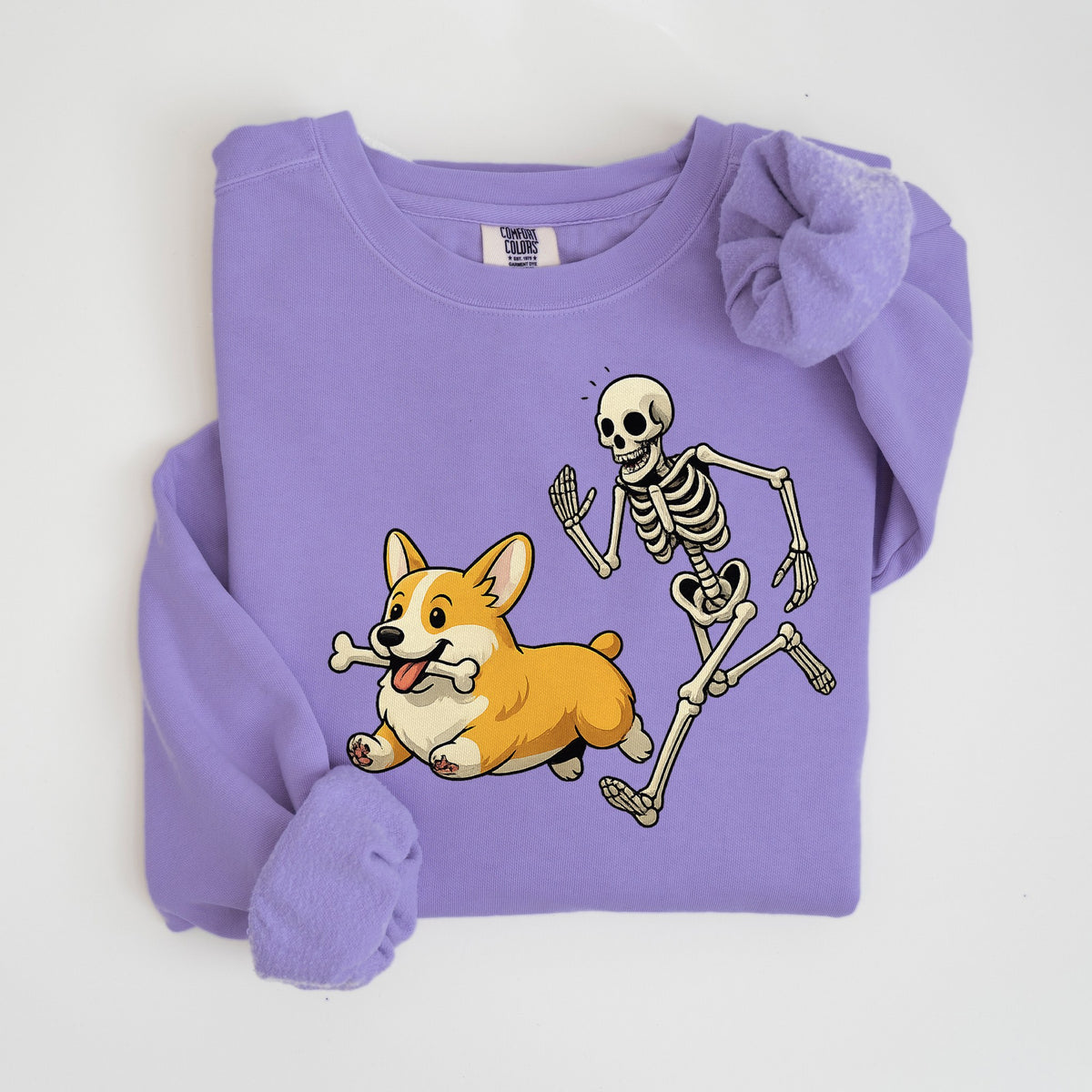 Bone Thief - Corgi - Comfort Colors crewneck in Violet