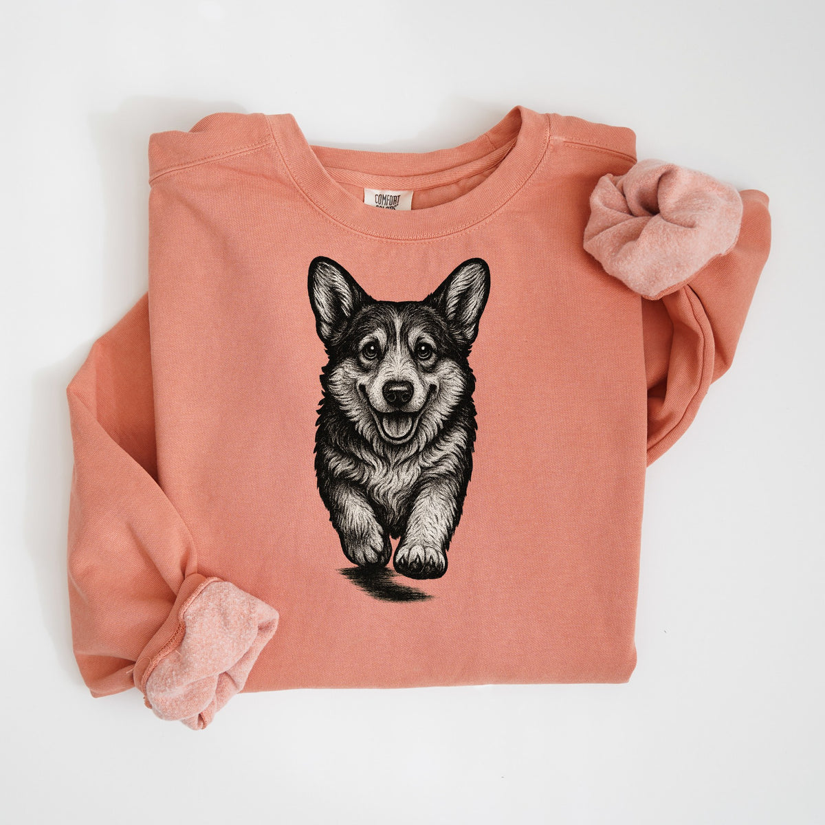 Corgi Ink Sketch - Comfort Colors crewneck in Terracotta