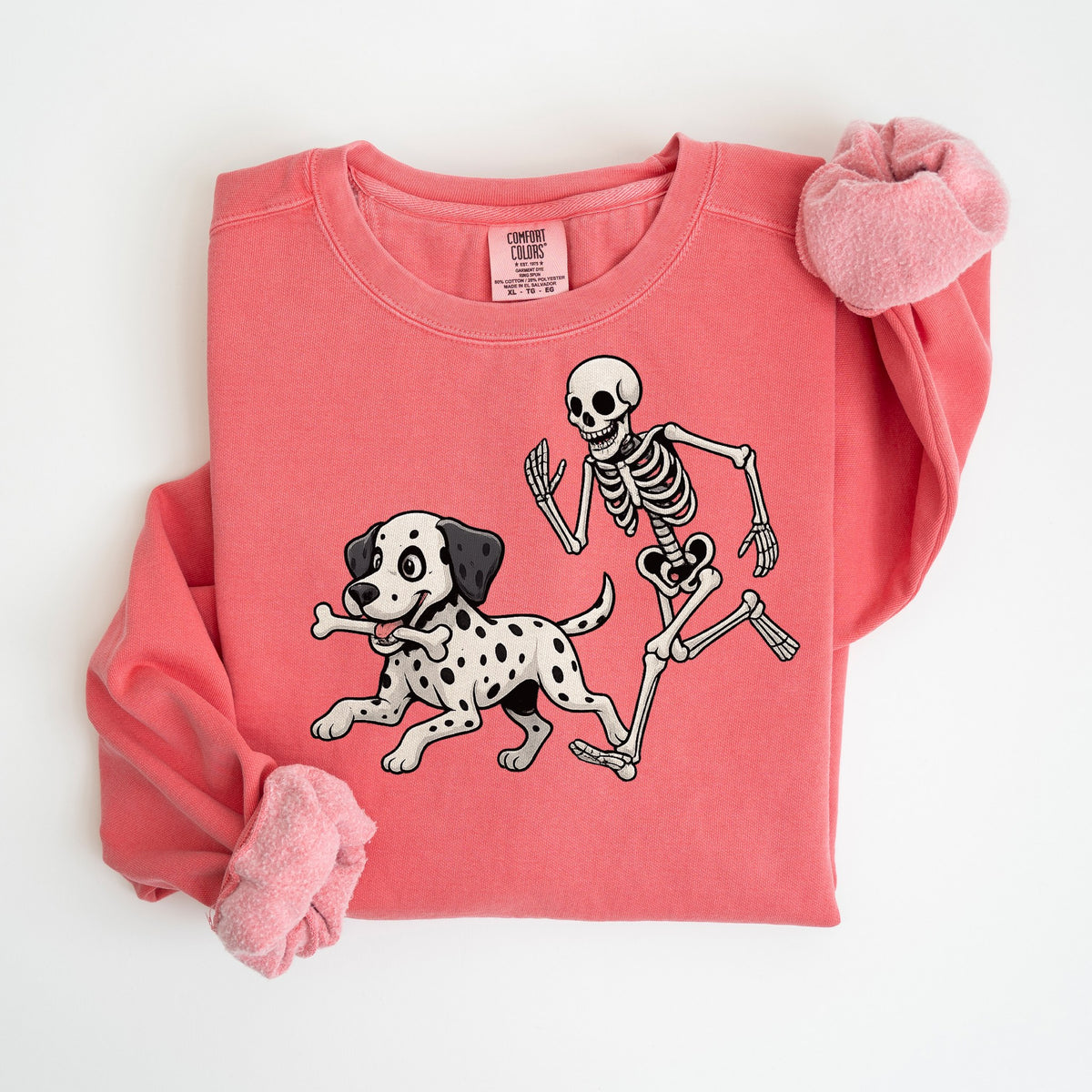 Bone Thief - Dalmatian - Comfort Colors crewneck in Watermelon