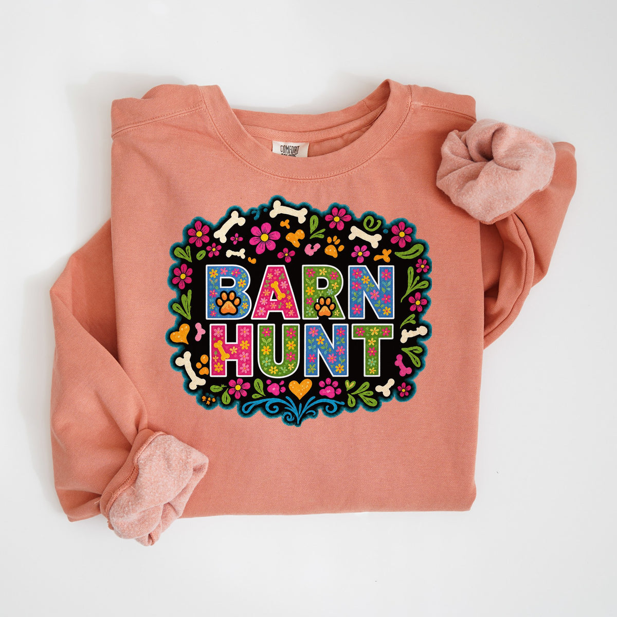 Barn Hunt Floral - Comfort Colors crewneck in Terracotta