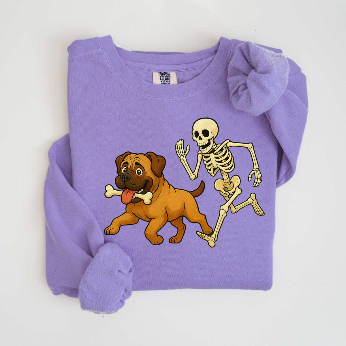 Bone Thief - Mastiff - Comfort Colors crewneck in Violet