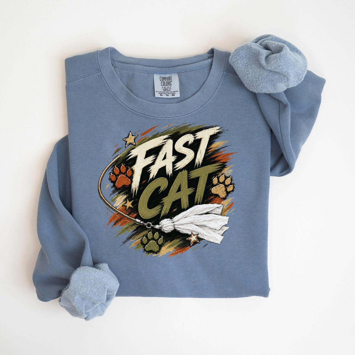 Fast CAT Camo - Comfort Colors crewneck in Blue Jean