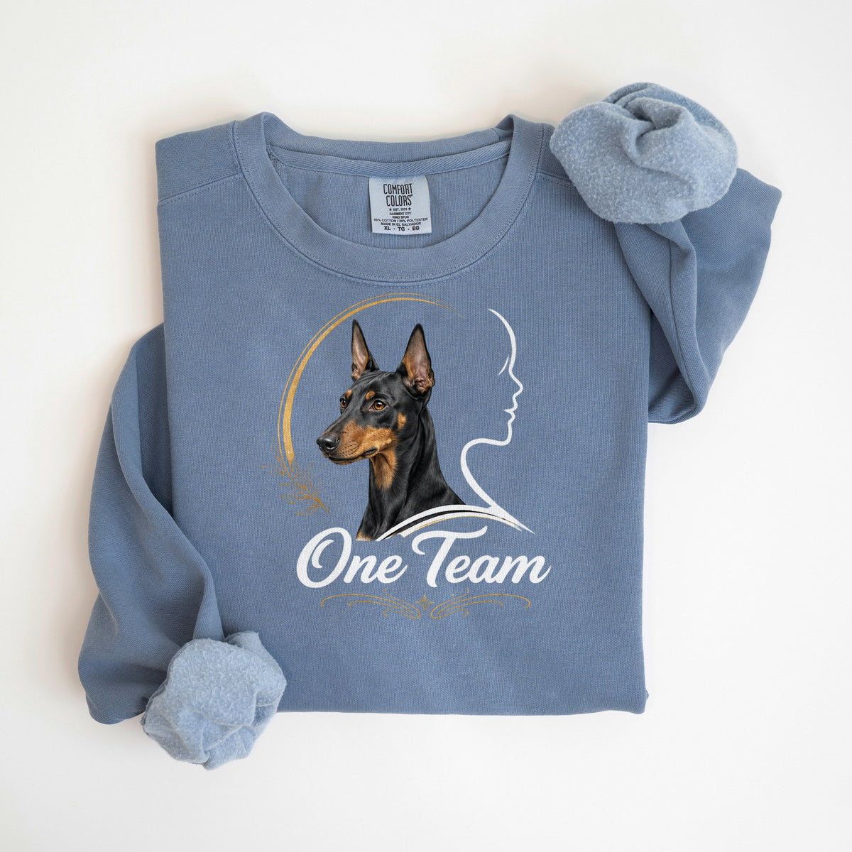 One Team - Manchester Terrier - Comfort Colors crewneck in Blue Jean