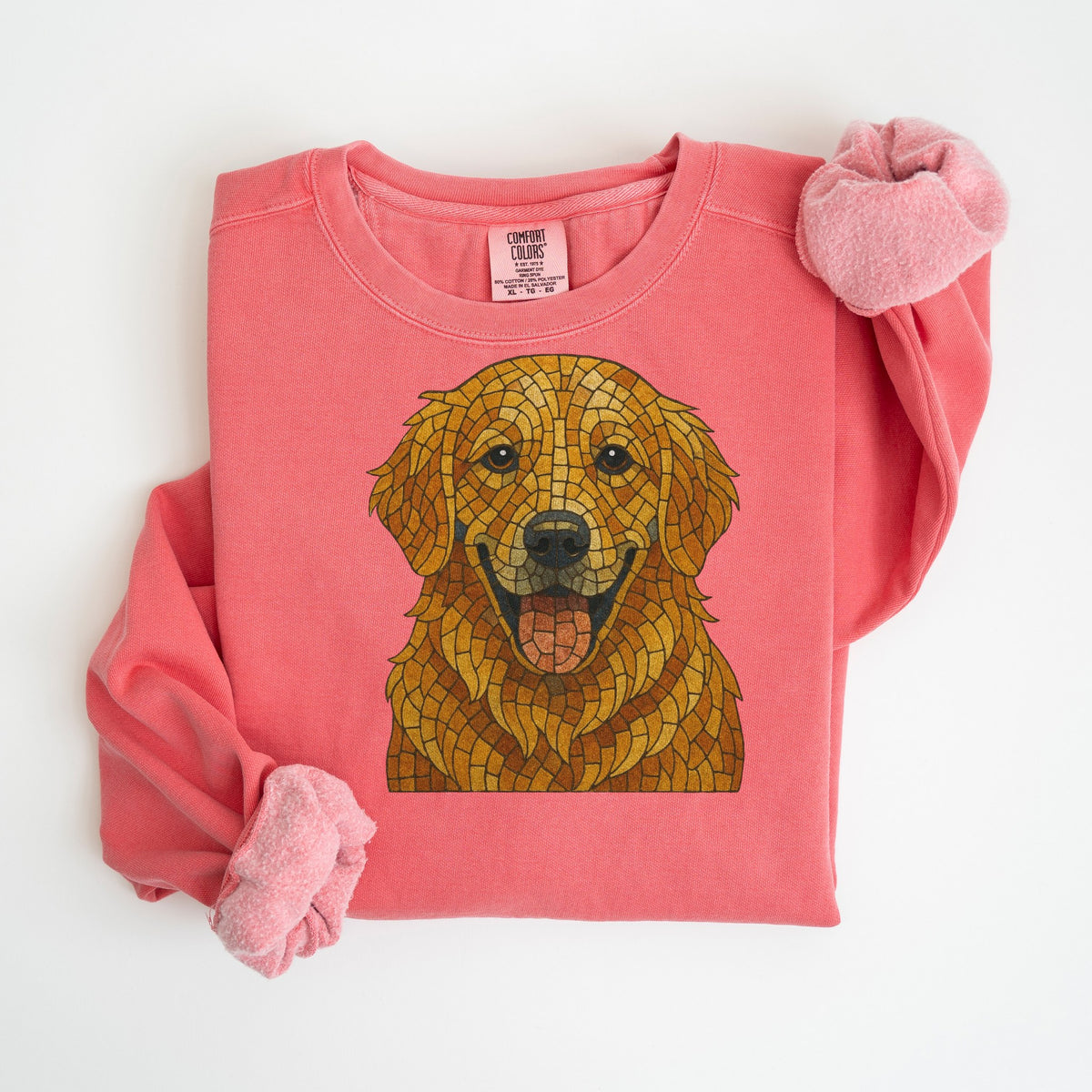 Golden Retriever Mosaic - Comfort Colors crewneck in Watermelon