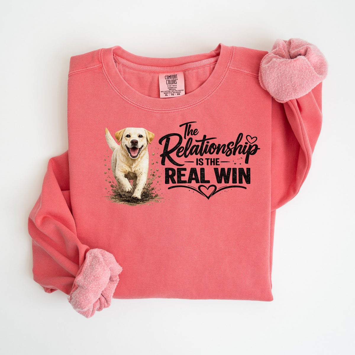 The Relationship Is the Real Win - Yellow Lab - Comfort Colors crewneck in Watermelon