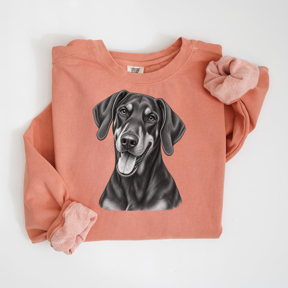 Doberman Pencil Sketch - Comfort Colors crewneck in Terracotta