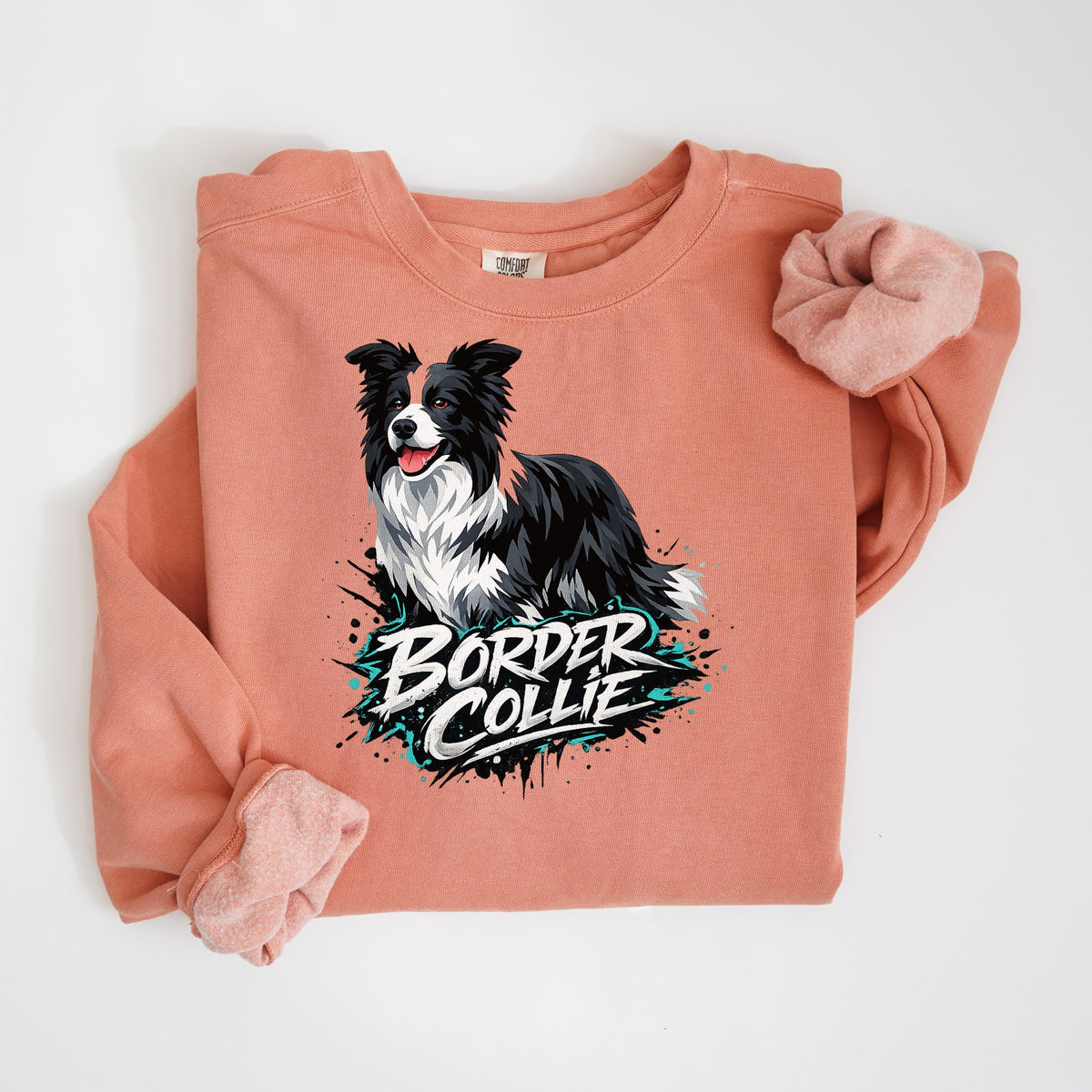 Border Collie Brush Script - Comfort Colors crewneck in Terracotta