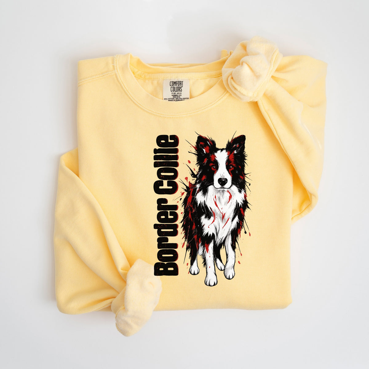 Border Collie Red Splash - Comfort Colors crewneck in Butter