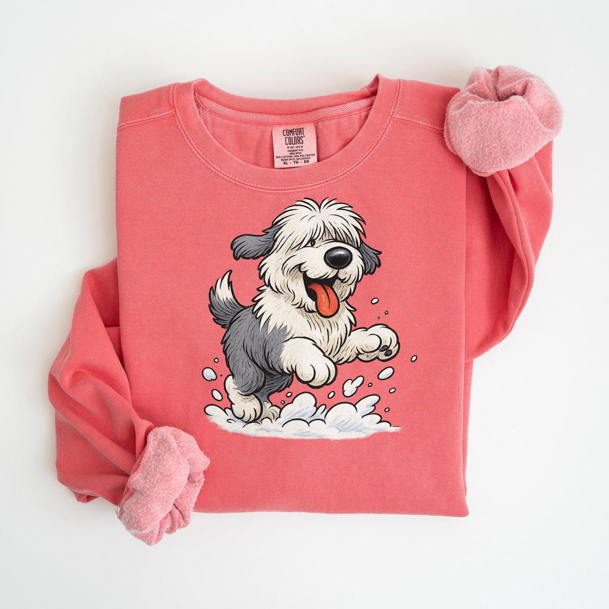 Snow Day - Sheepdog - Comfort Colors crewneck in Watermelon