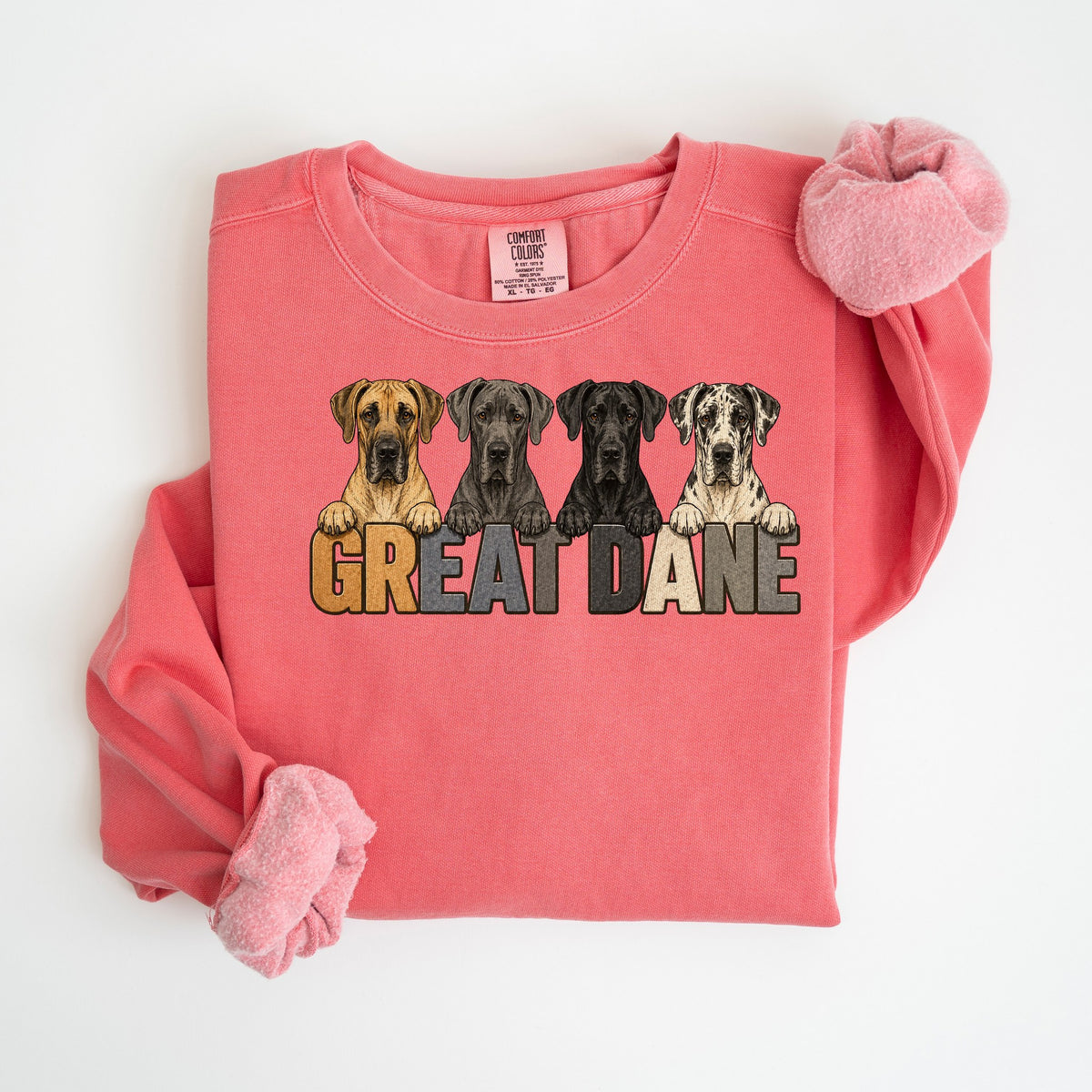 Great Dane Lineup - Natural Ears - Comfort Colors crewneck in Watermelon