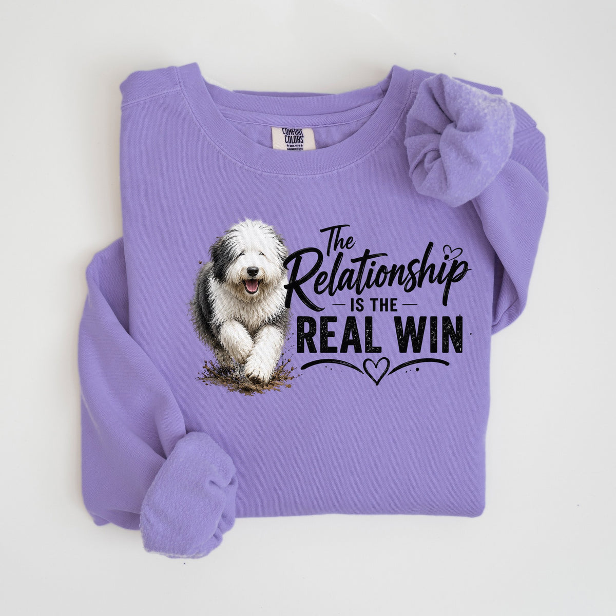 The Relationship Is the Real Win - Sheepdog - Comfort Colors crewneck in Violet
