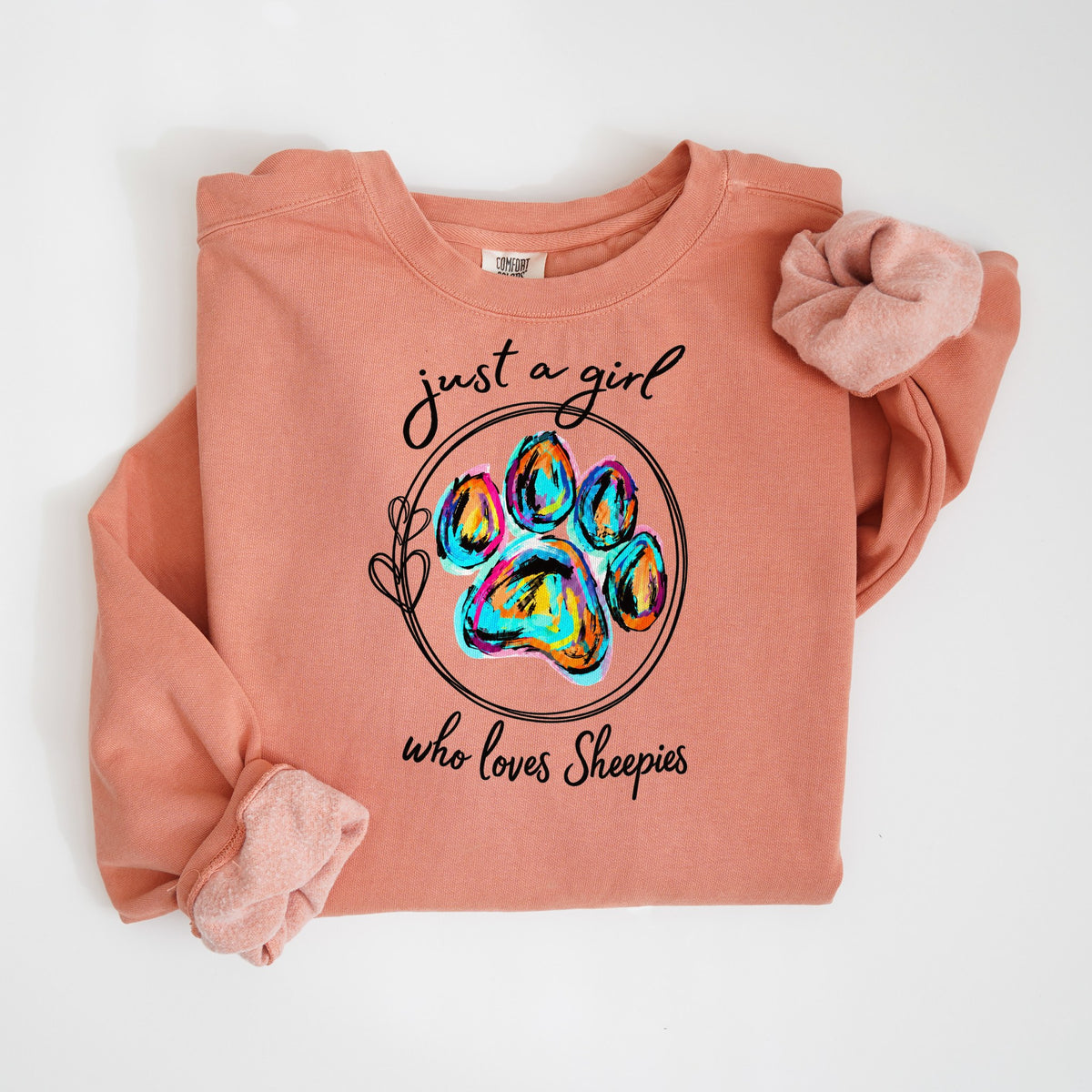 Just a Girl Who Loves Sheepies - Comfort Colors crewneck in Terracotta