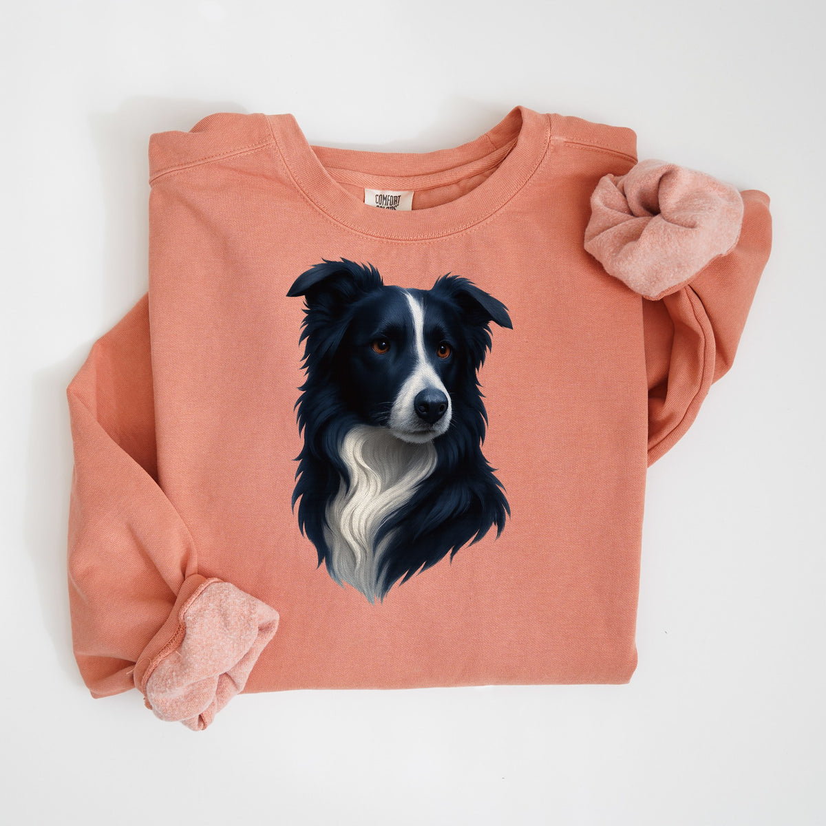 Border Collie Painted Portrait - Comfort Colors crewneck in Terracotta