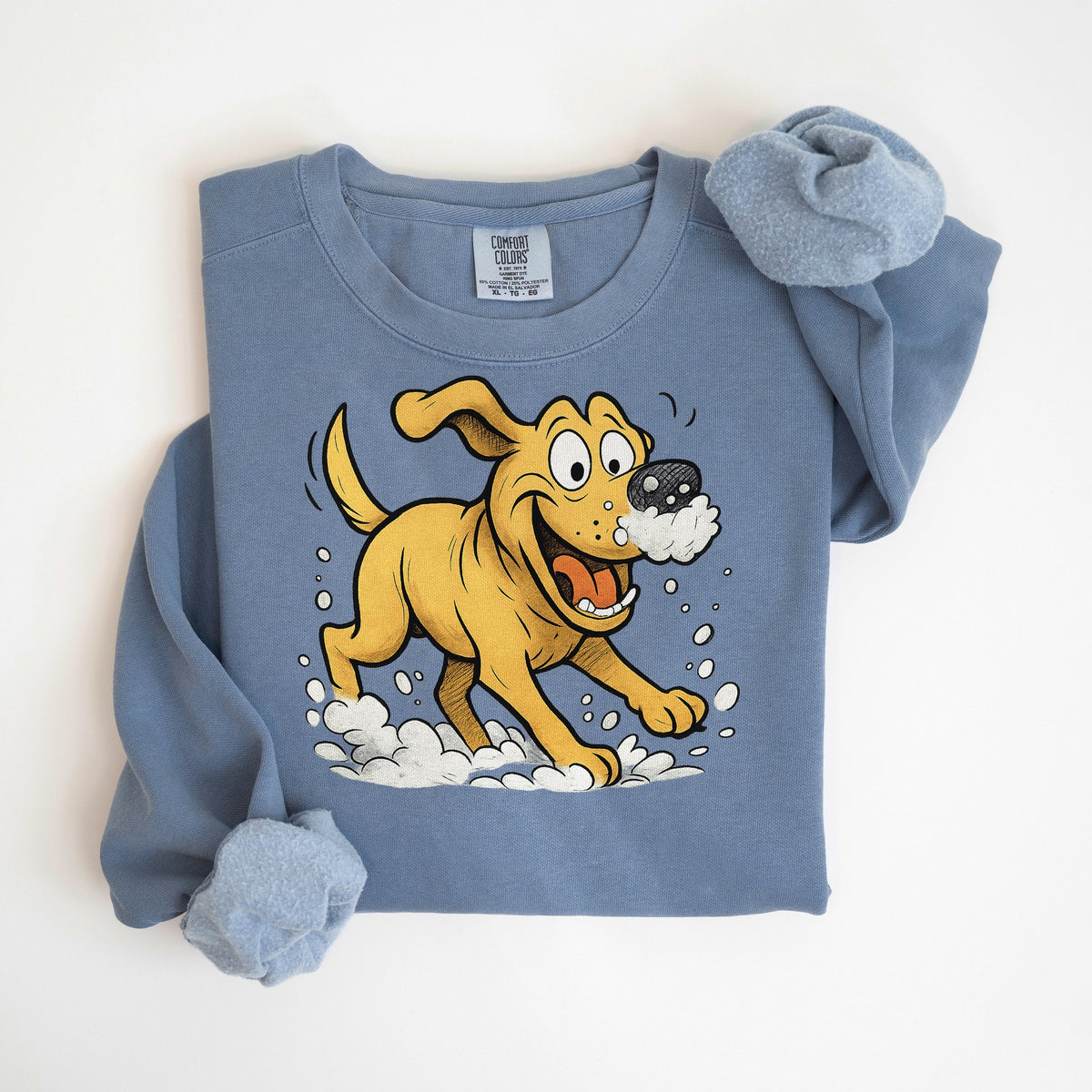 Snow Day - Yellow Lab - Comfort Colors crewneck in Blue Jean