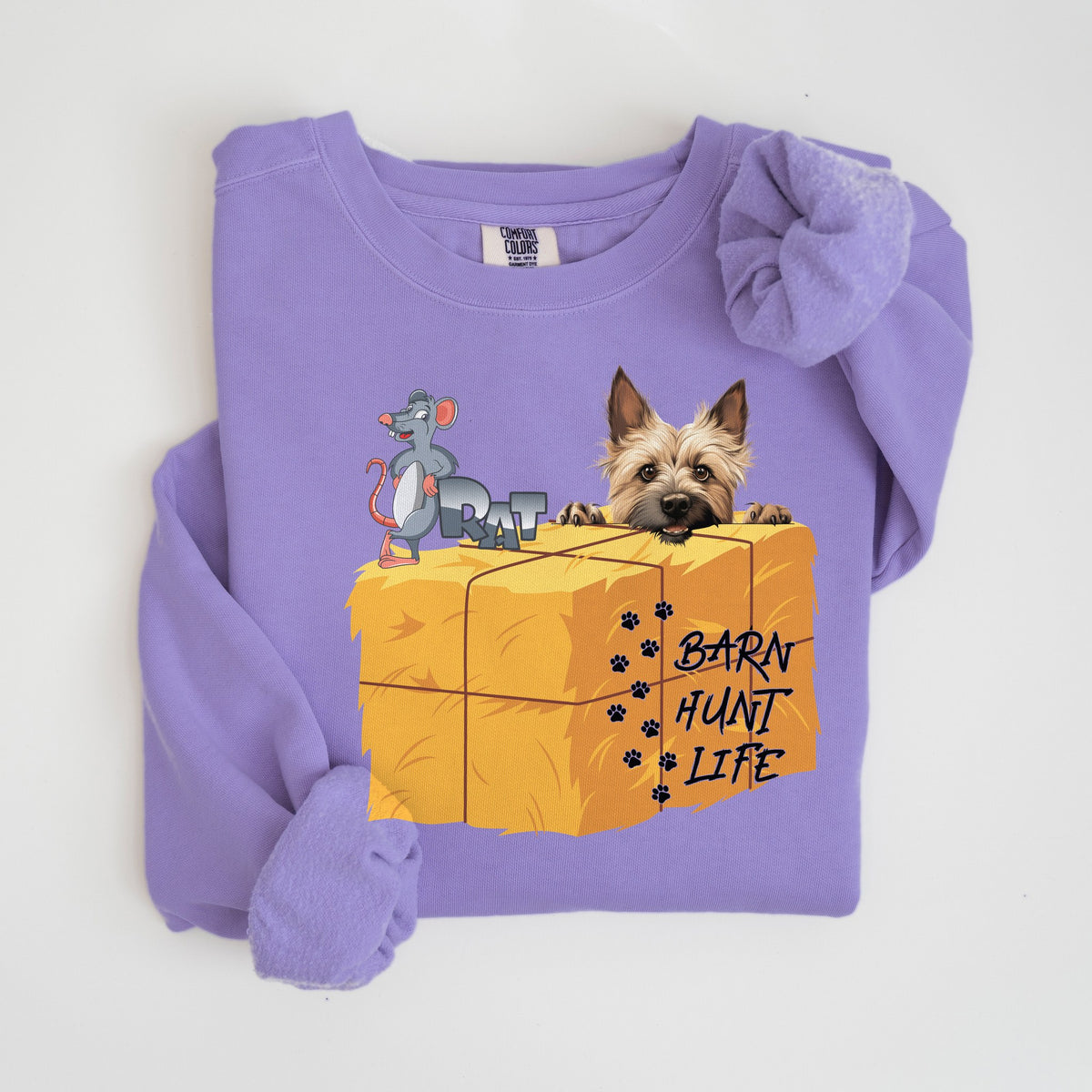 Barn Hunt Life - Cairn Terrier - Comfort Colors crewneck in Violet