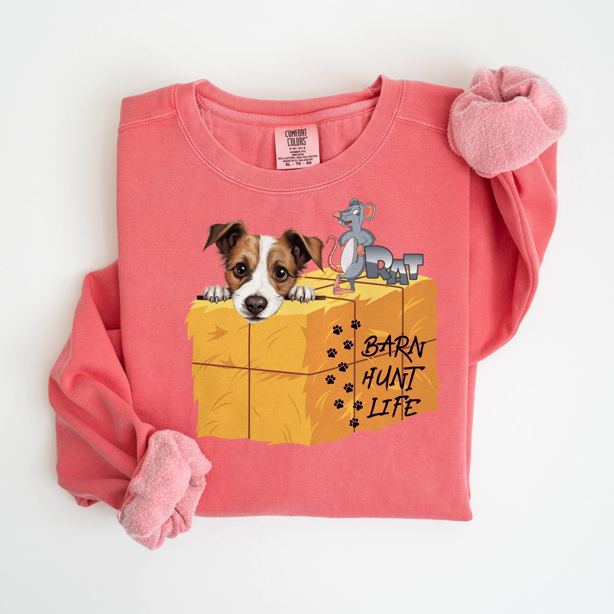 Barn Hunt Life - Jack Russell (Peeking) - Comfort Colors crewneck in Watermelon