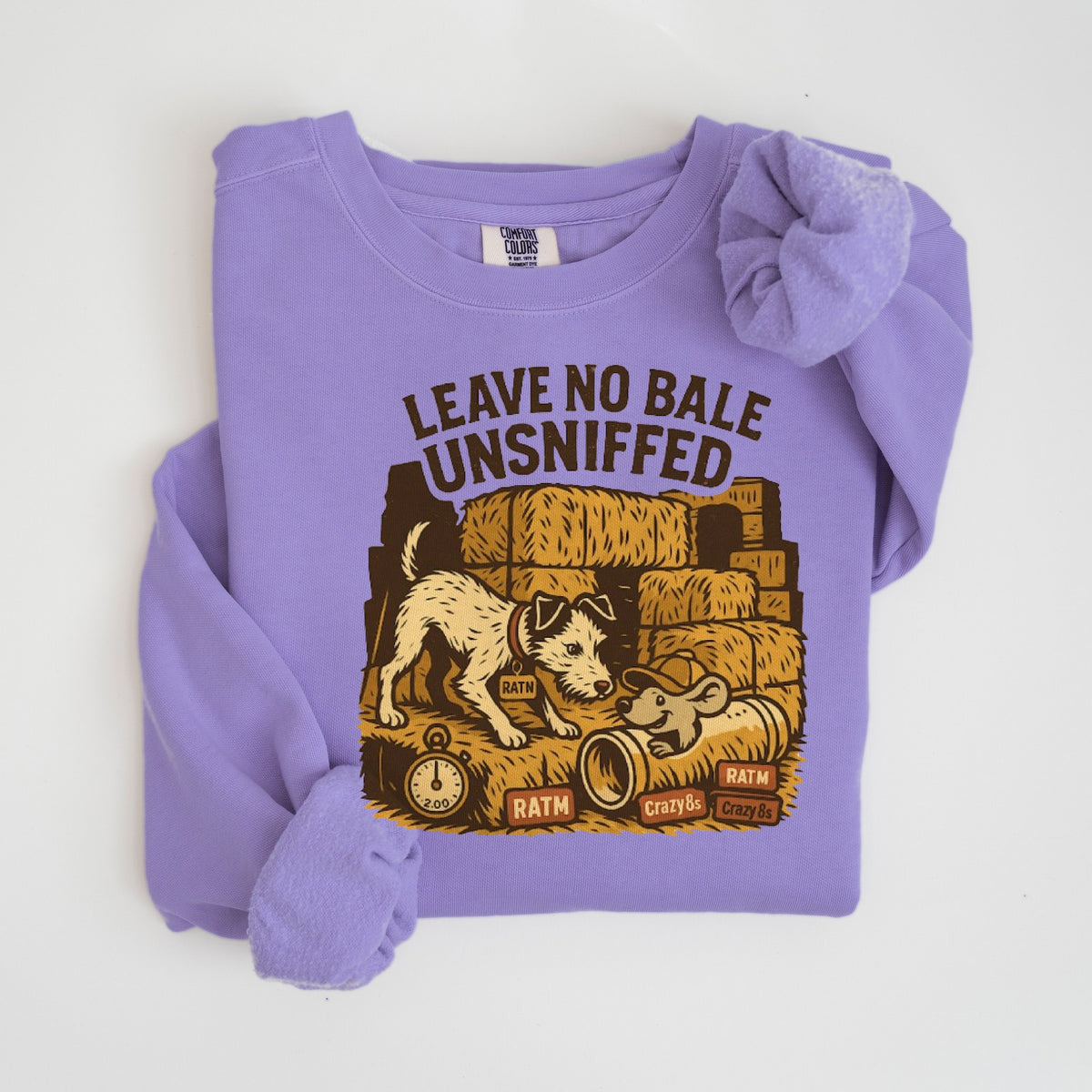 Leave No Bale Unsniffed - Barn Hunt - Comfort Colors crewneck in Violet