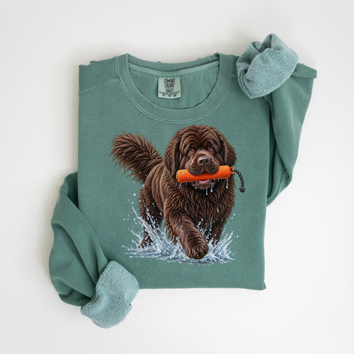 Bumper Retrieve - Newfoundland - Comfort Colors crewneck in Light Green