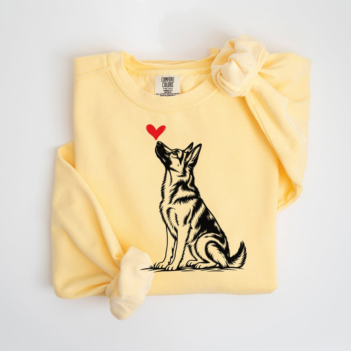 German Shepherd Heart - Black & Tan - Comfort Colors crewneck in Butter