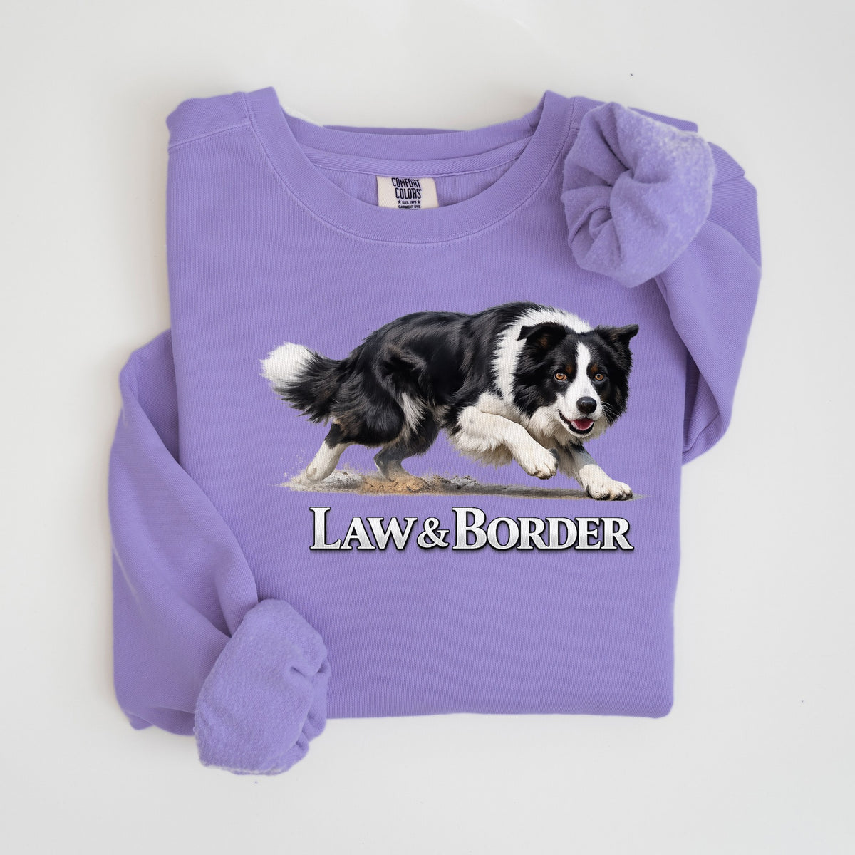Law & Border - Border Collie - Comfort Colors crewneck in Violet
