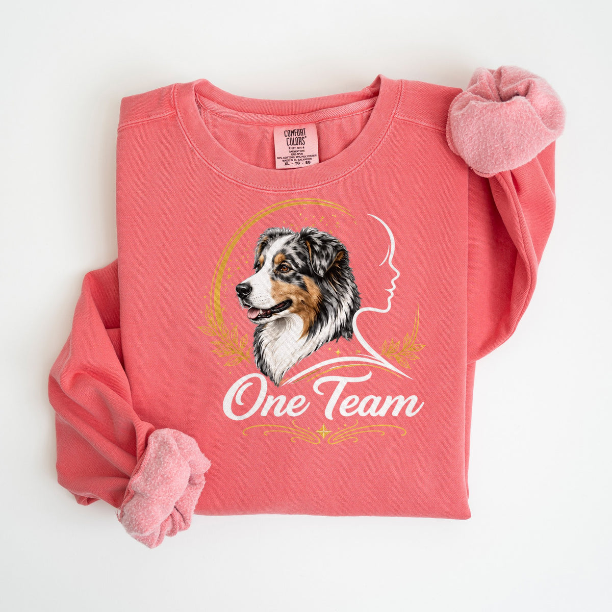 One Team - Australian Shepherd - Comfort Colors crewneck in Watermelon