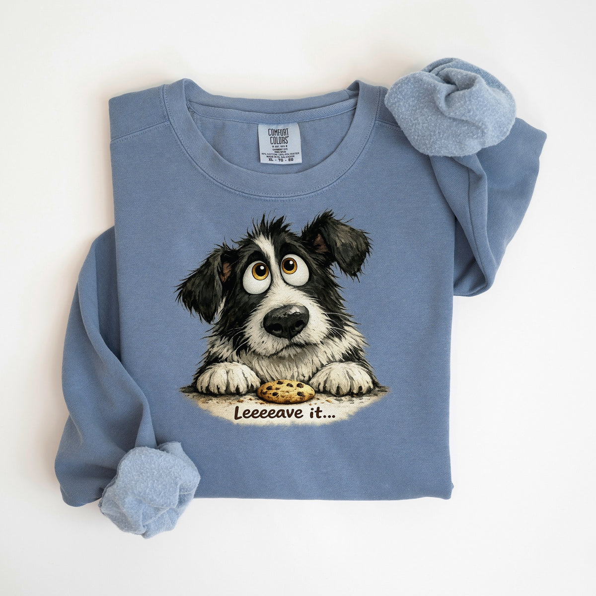 Leave It... - Border Collie - Comfort Colors crewneck in Blue Jean
