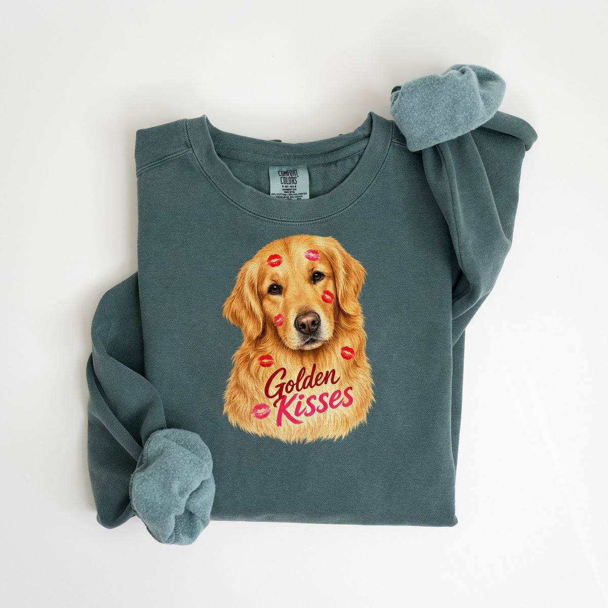 Golden Kisses - Comfort Colors crewneck in Blue Spruce