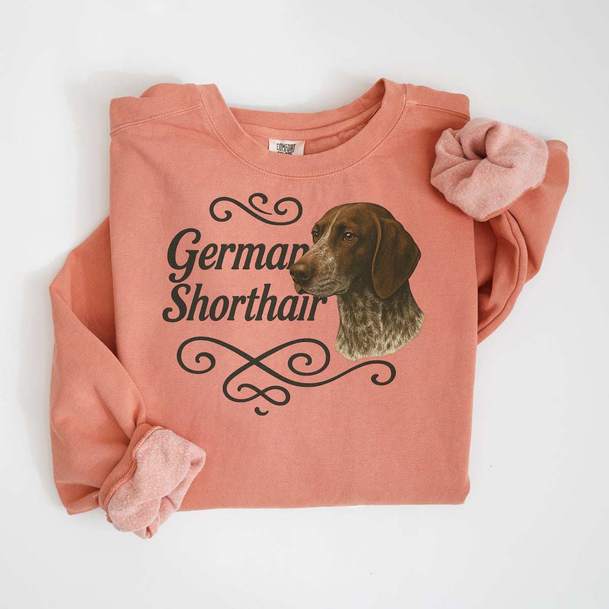 German Shorthair Portrait & Script - Comfort Colors crewneck in Terracotta
