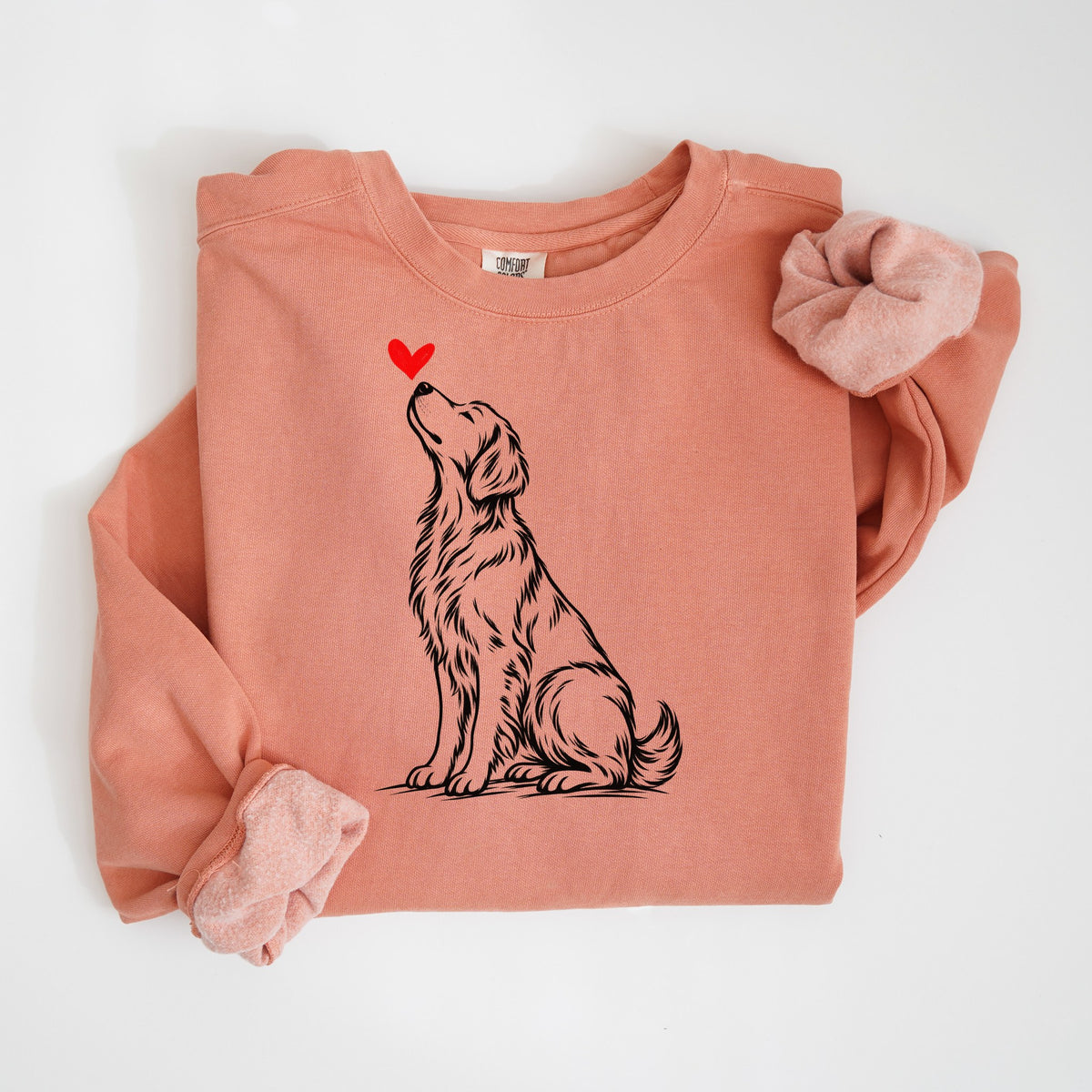 Golden Retriever Heart - Comfort Colors crewneck in Terracotta