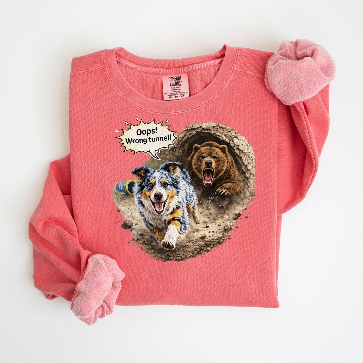 Oops! Wrong Tunnel - Australian Shepherd - Comfort Colors crewneck in Watermelon