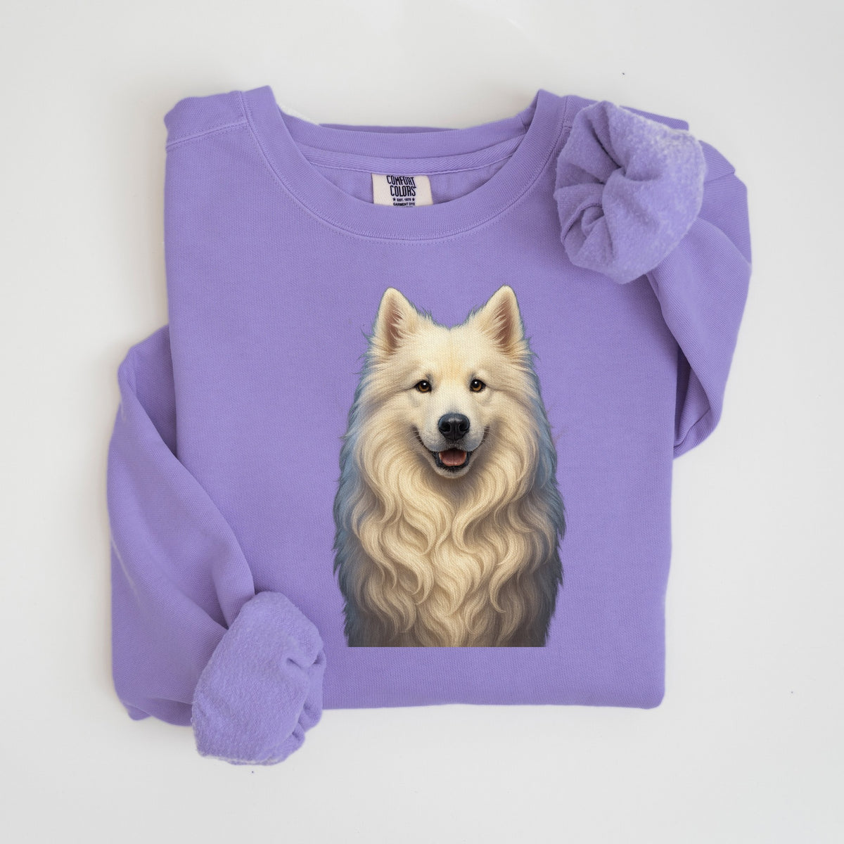Samoyed Painted Portrait - Comfort Colors crewneck in Violet