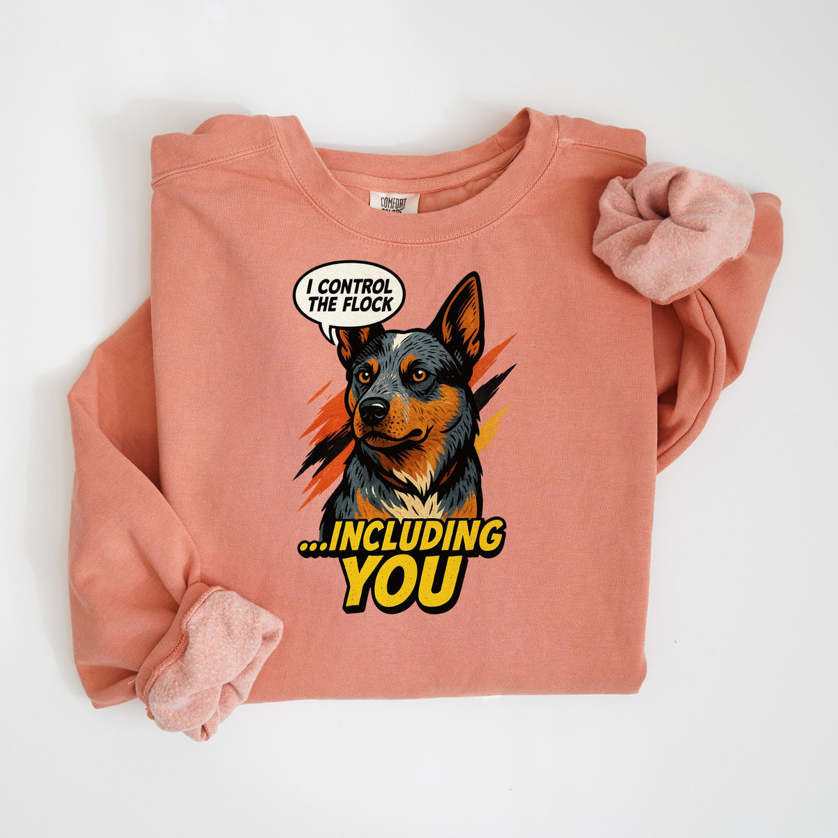 I Control the Flock... Including You - Cattle Dog - Comfort Colors crewneck in Terracotta