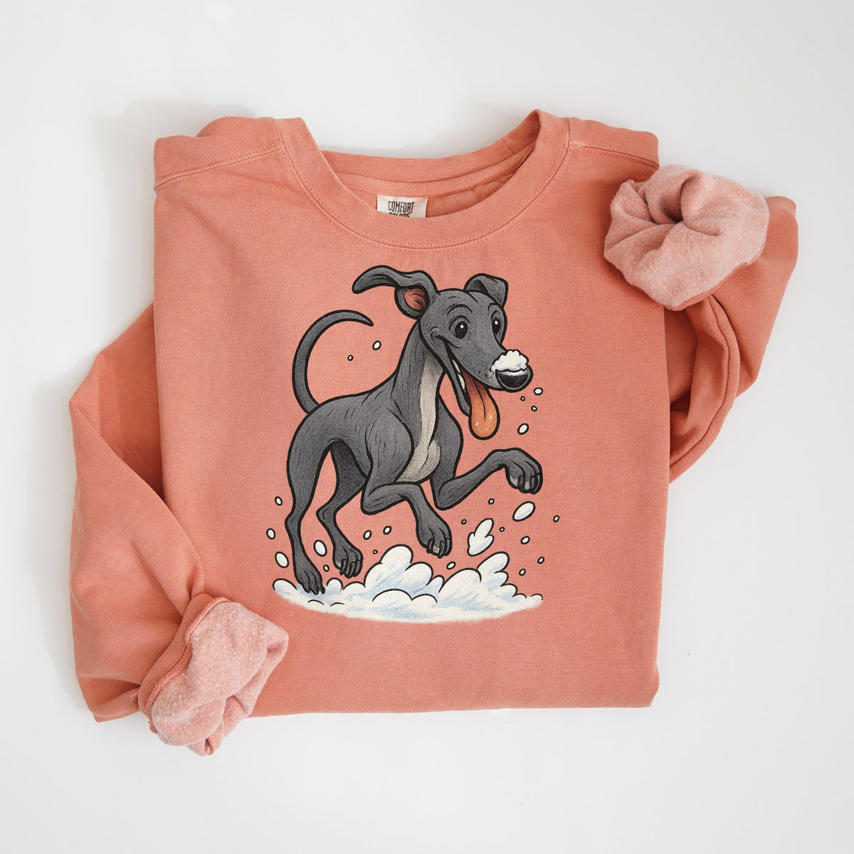 Snow Day - Greyhound - Comfort Colors crewneck in Terracotta