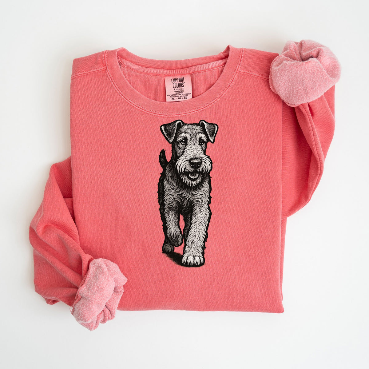 Airedale Pencil Sketch - Comfort Colors crewneck in Watermelon