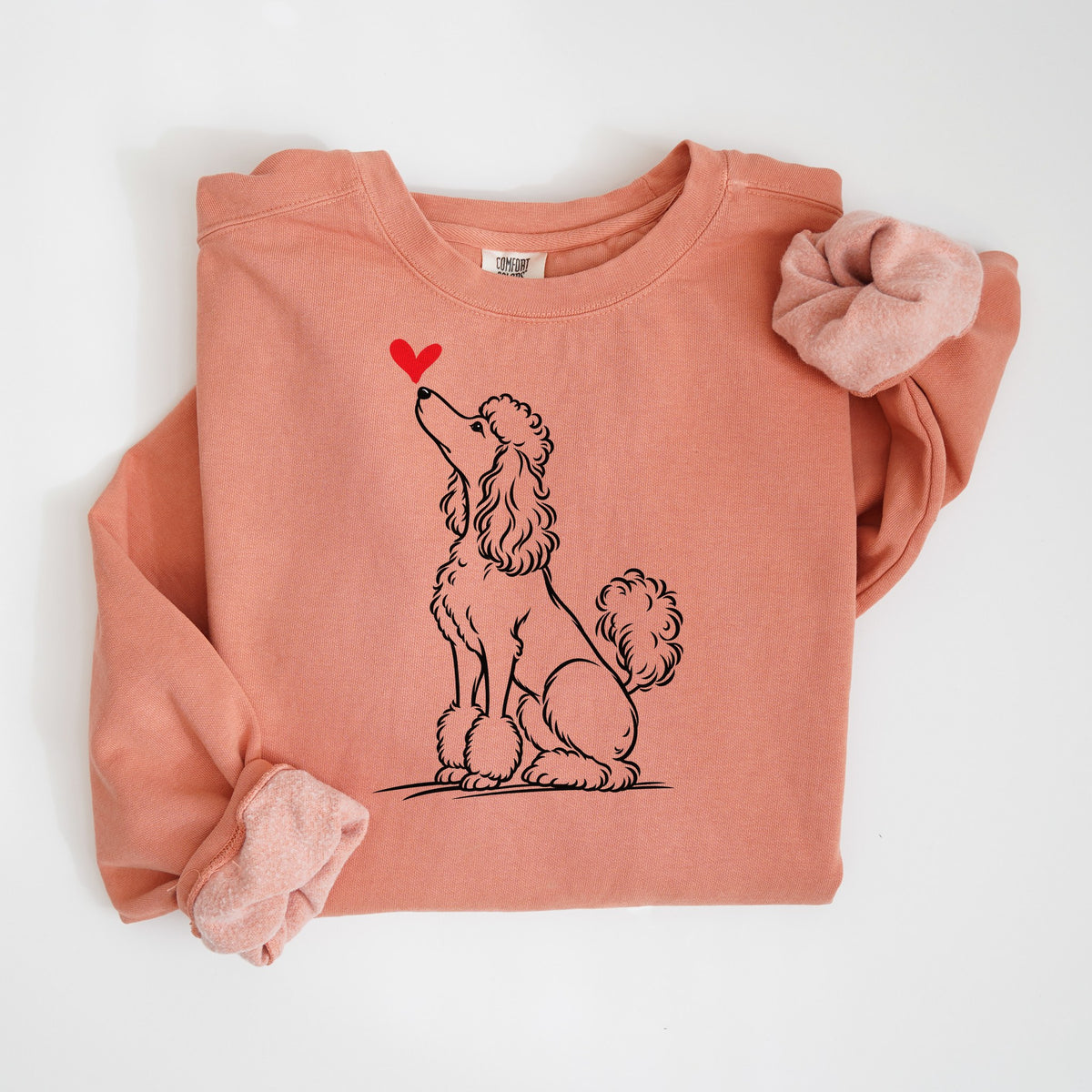 Poodle Heart - Comfort Colors crewneck in Terracotta