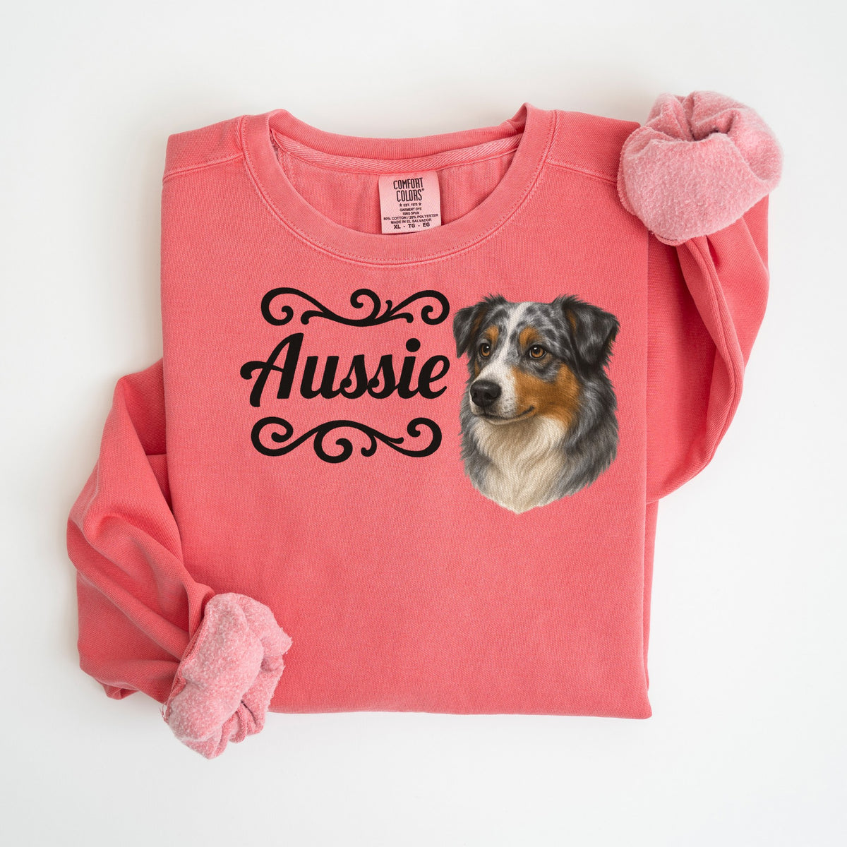 Aussie Portrait & Script - Comfort Colors crewneck in Watermelon