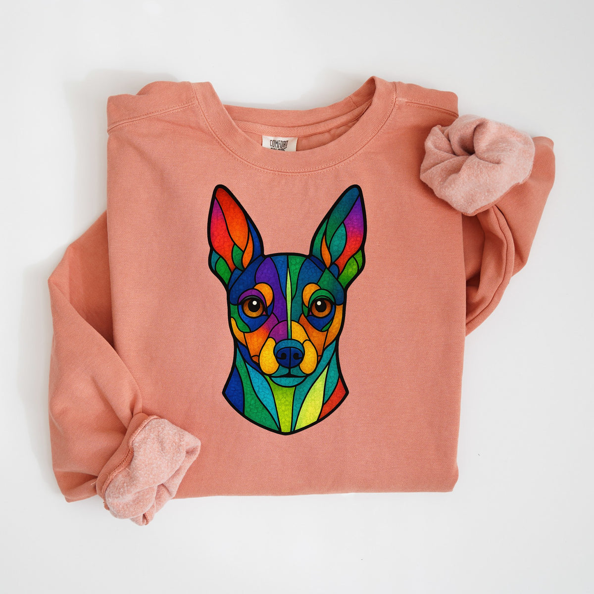 Stained Glass Toy Fox Terrier - Comfort Colors crewneck in Terracotta