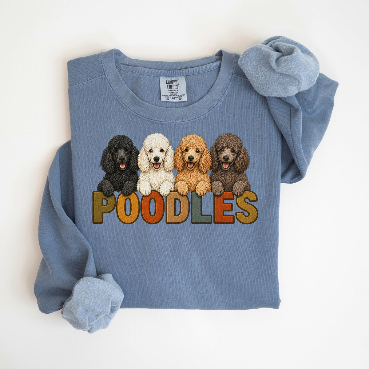 Poodle Lineup - Comfort Colors crewneck in Blue Jean