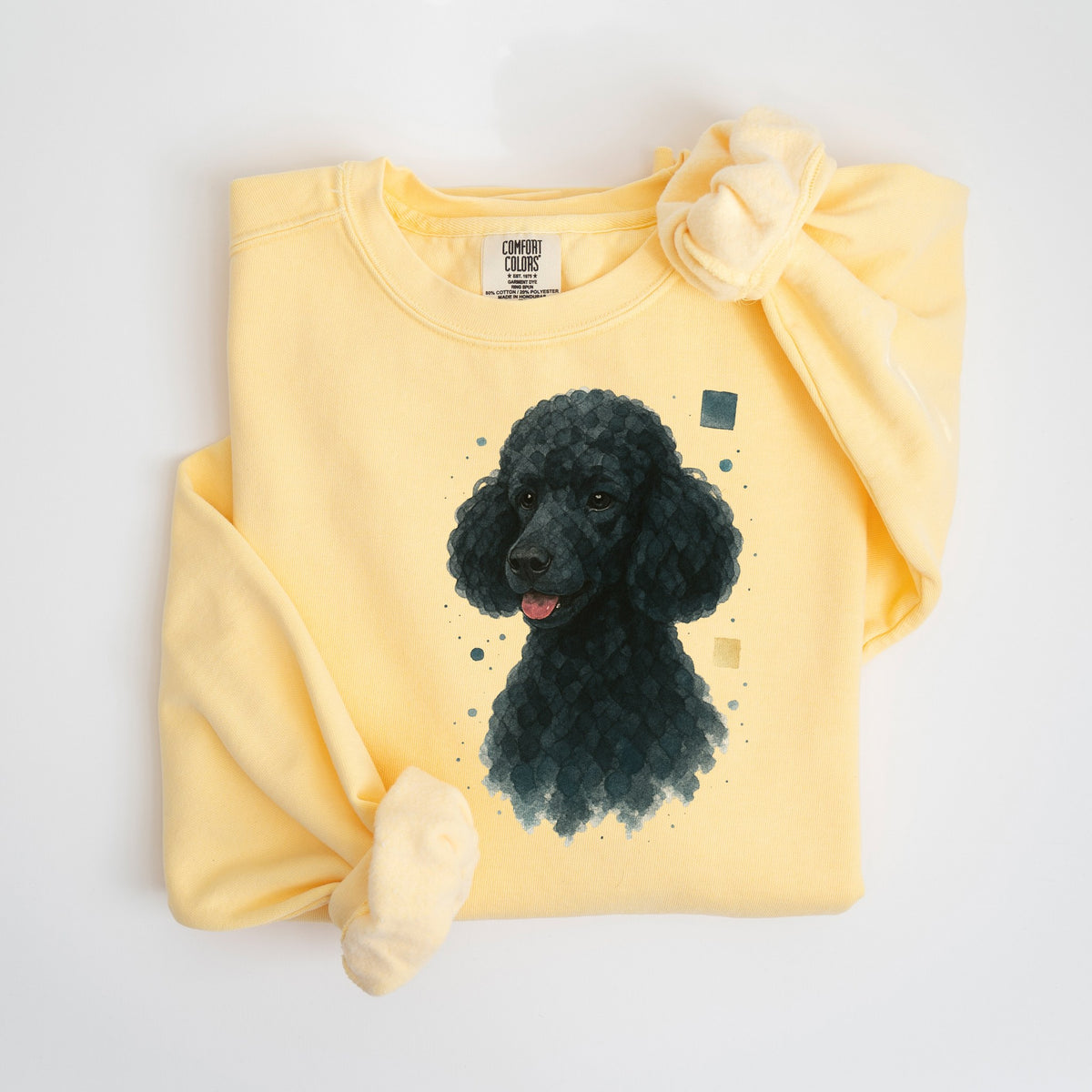 Black Poodle Watercolor - Comfort Colors crewneck in Butter