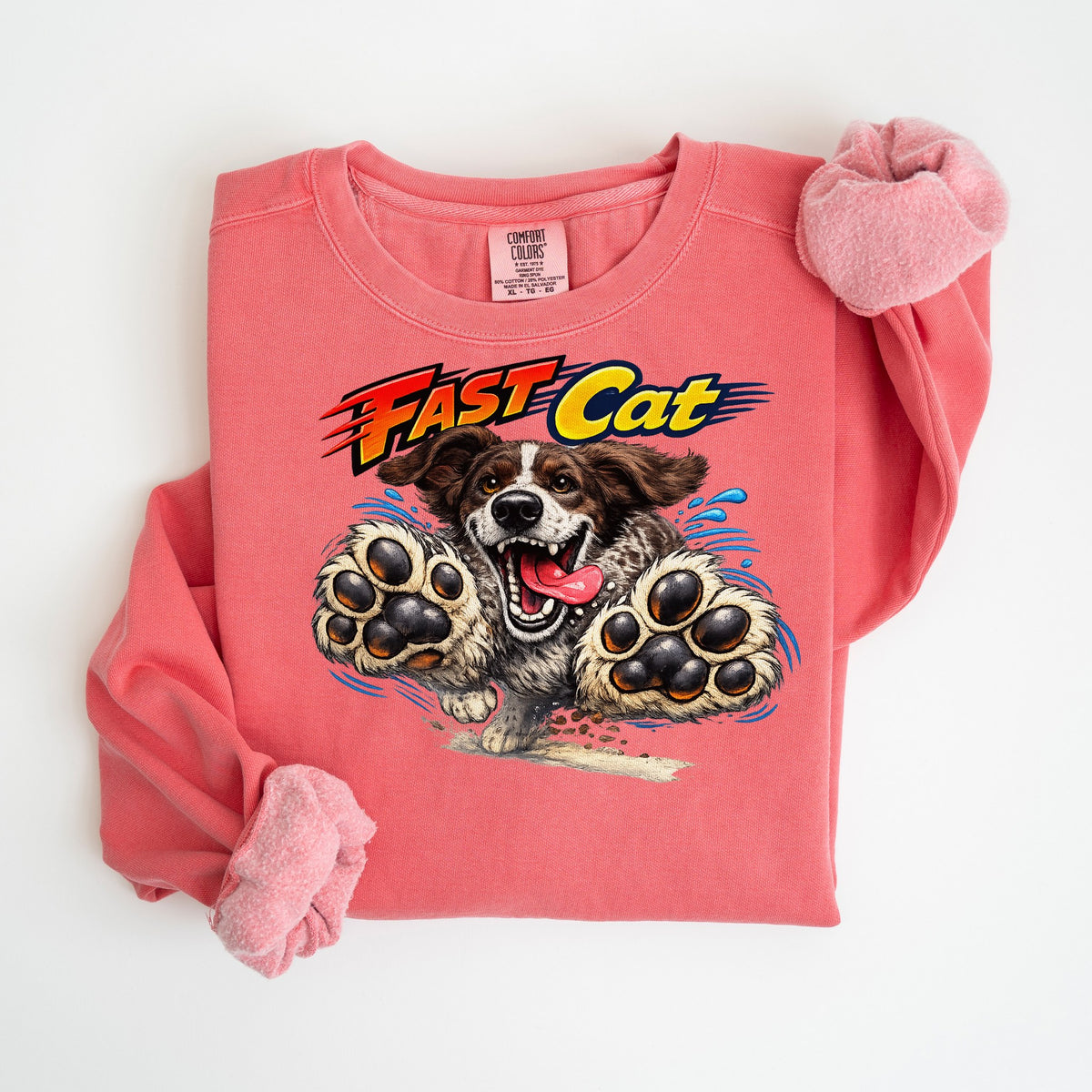 Fast CAT Big Paws - German Shorthaired Pointer - Comfort Colors crewneck in Watermelon